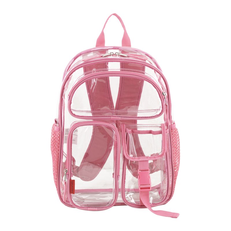 Unisex 16-Inch Clear Cargo Backpack with Multiple Pockets & Water Bottle Sleeves