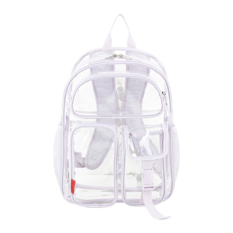 Unisex 16-Inch Clear Cargo Backpack with Pockets and Water Bottle Sleeves