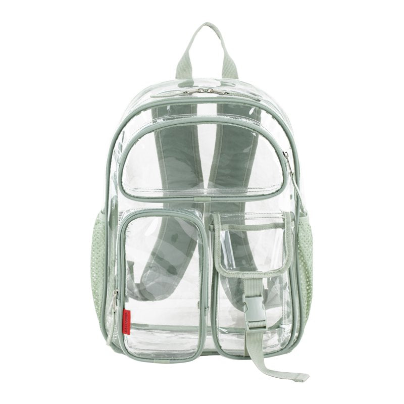 Unisex 16-Inch Clear Cargo Backpack with Multiple Pockets and Water Bottle Sleeve