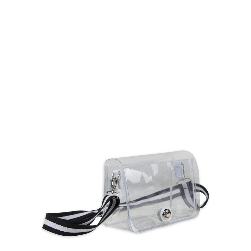 Clear Crossbody Bag with Webbing Strap - Unisex Fashion Purse