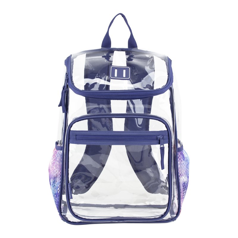 Clear Backpack with Water Bottle Pockets & Front Zipper - Stadium & Festival Ready