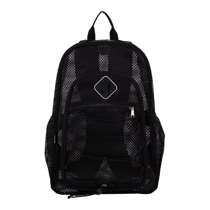 Mesh Backpack with Bungee Cord and Multiple Storage Compartments