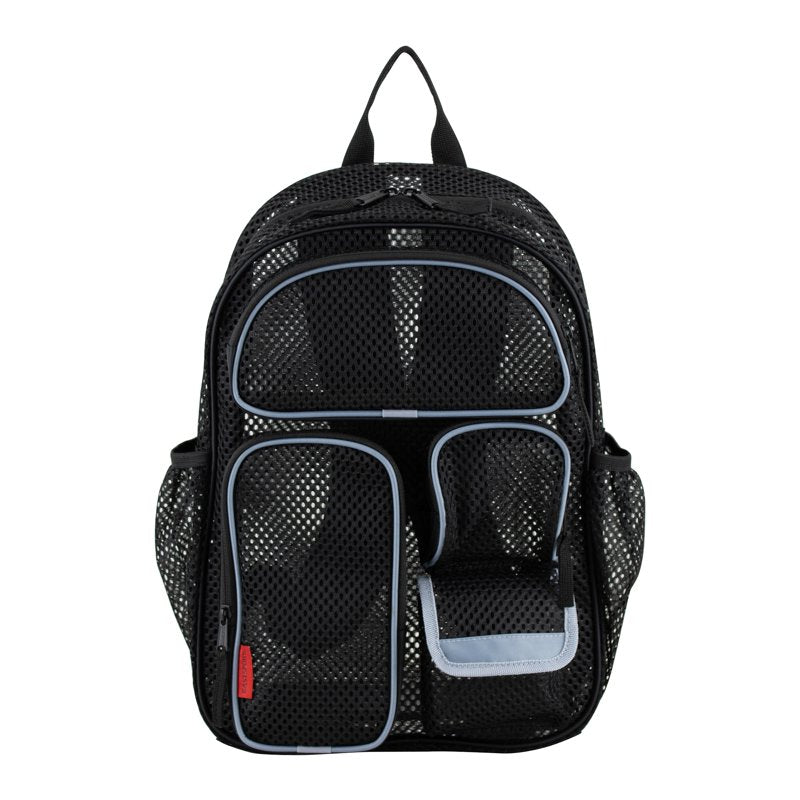 16-Inch Unisex Cargo Mesh Backpack with Hydration Pockets - Black/Gray