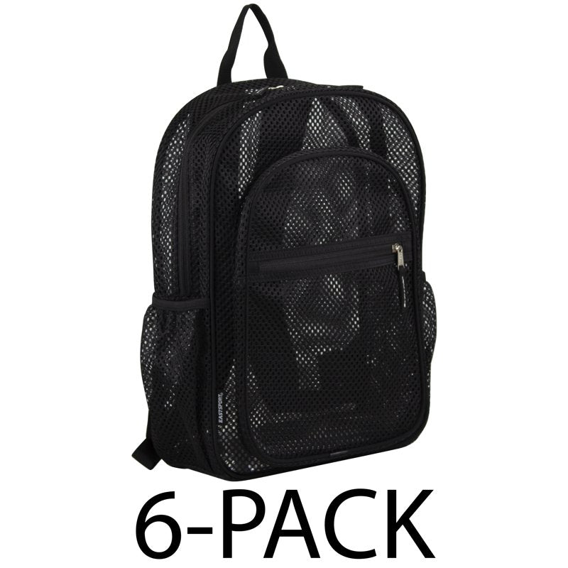 Large Mesh Backpack 6-Pack for School Sports & Travel - Padded Straps & Side Pockets
