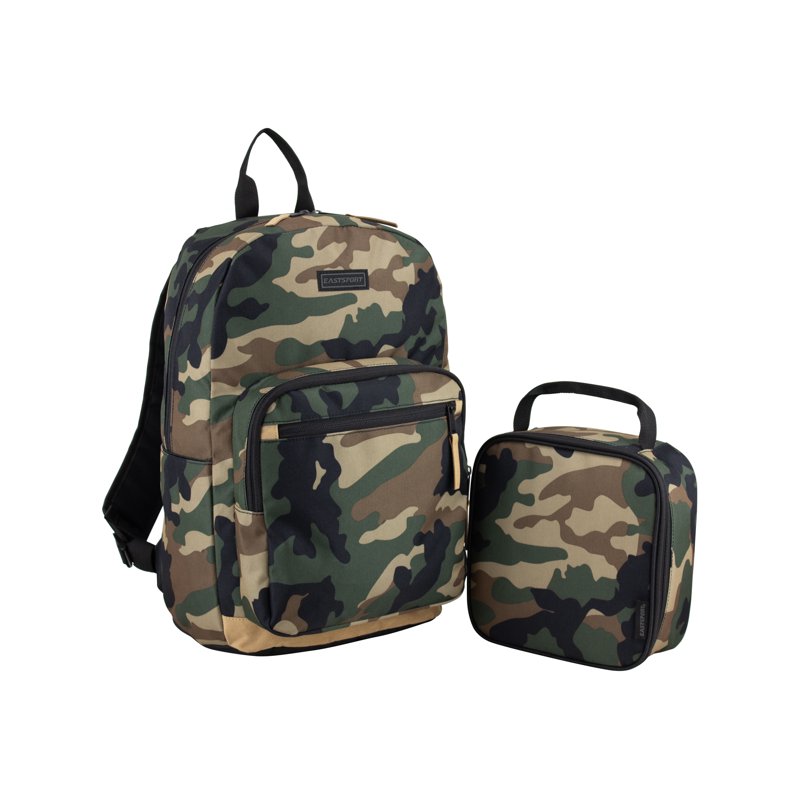 Unisex 17-Inch Backpack & Lunch Box Set - Green Army Camo