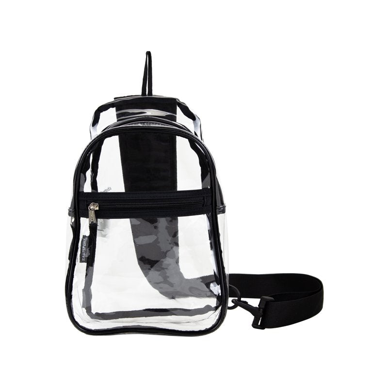 Unisex Clear Sling Stadium Bag with Padded Strap & Multiple Compartments