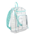 Clear Top Loader Backpack with Adjustable Straps and Zippered Compartments - Turquoise