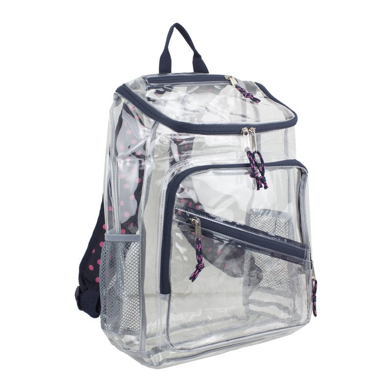 Unisex Clear Top Loader Backpack with Polka Dots - Stylish & Durable School Bag