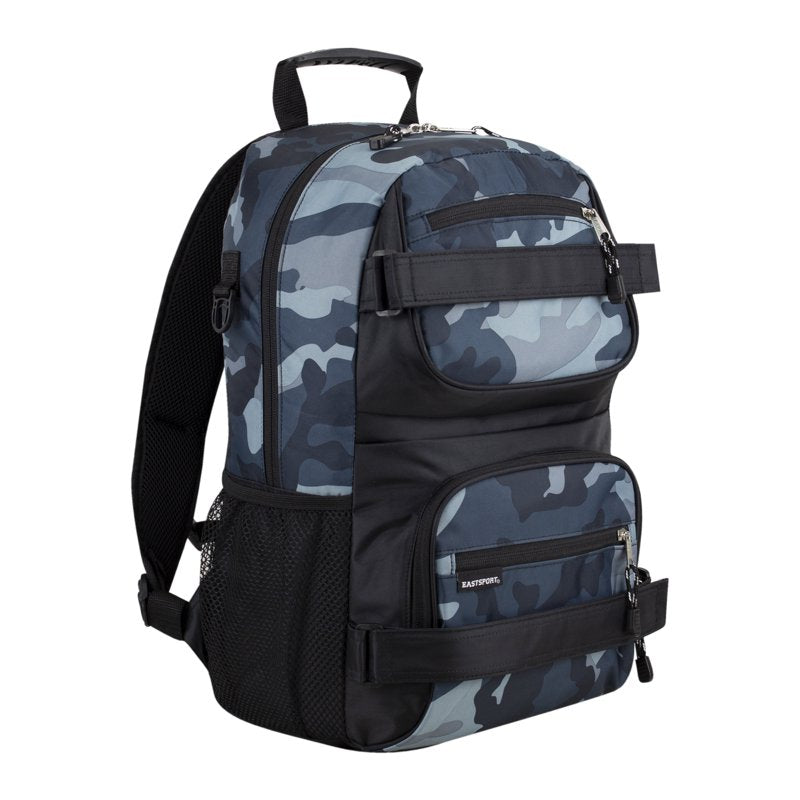 Unisex Dual Strap Skater Backpack with Laptop Compartment - Midnight Camo