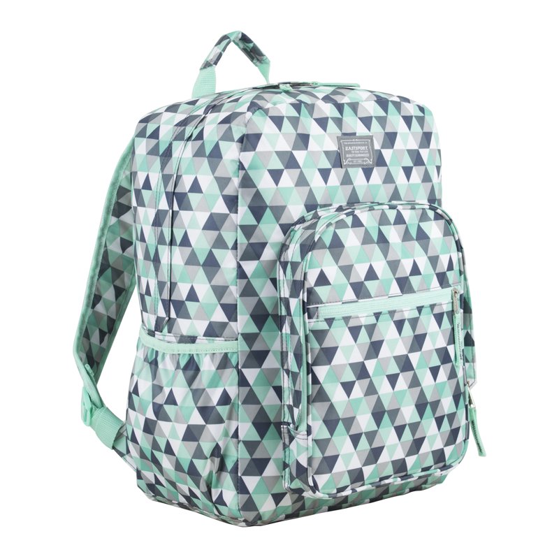 Unisex Fashion Lifestyle Backpack with Laptop & Hydration Pockets - Grey Mint Diamonds