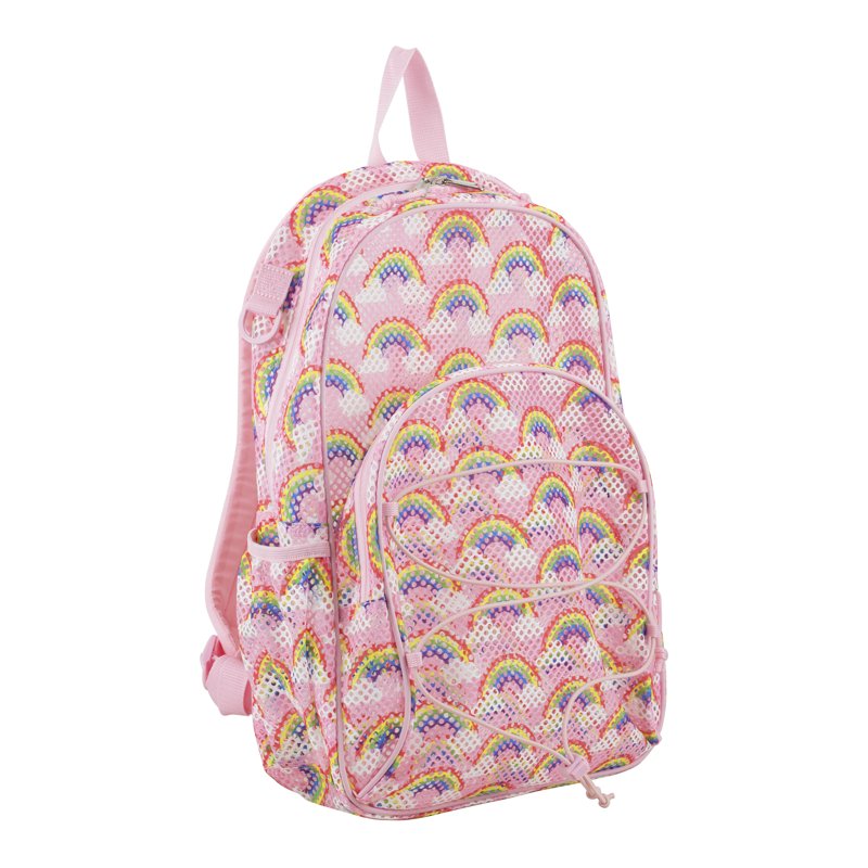 Unisex Mesh Bungee Backpack with Padded Shoulder Straps - Rainbow Print