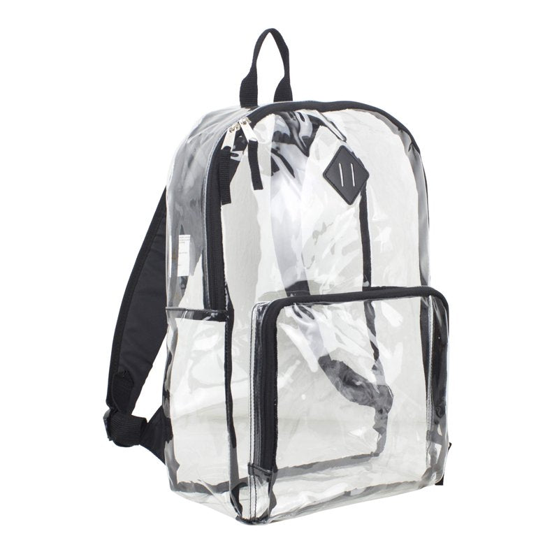 Clear Backpack with Front Pocket & Adjustable Straps - Unisex Travel School Bag