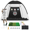 Golf Practice Net with Mat, 9.8x7.8ft All-in-One Hitting Training Net