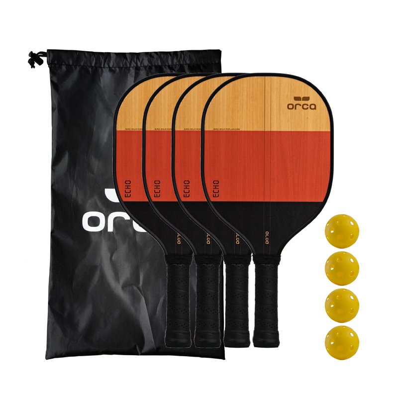 Echo Sports Series Wood Pickleball Paddle Set - Starter Edition 4-Pack by Orca (10 oz)