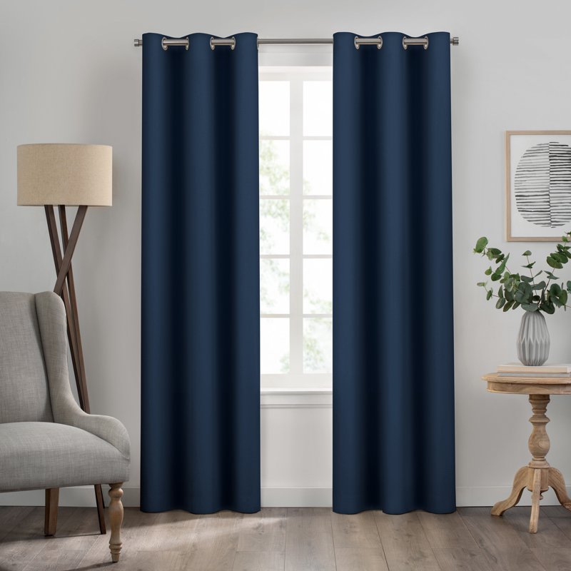 Blackout Curtain Panel - Grommet Top Room Darkening Window Treatment - Denim