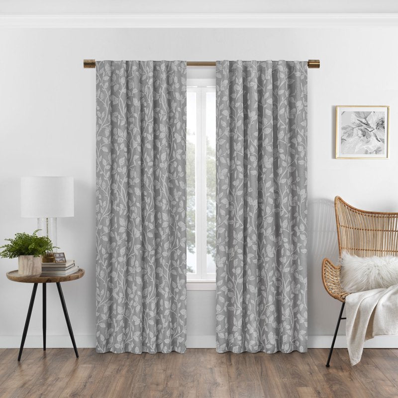 Blackout Window Panel with Botanical Print, 50 x 95 Inches