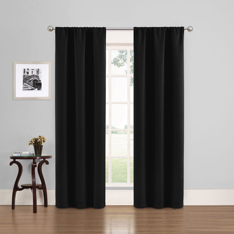 Eclipse Phoenix Blackout Curtain Panel Set of 2 - 37 x 84 in, Black