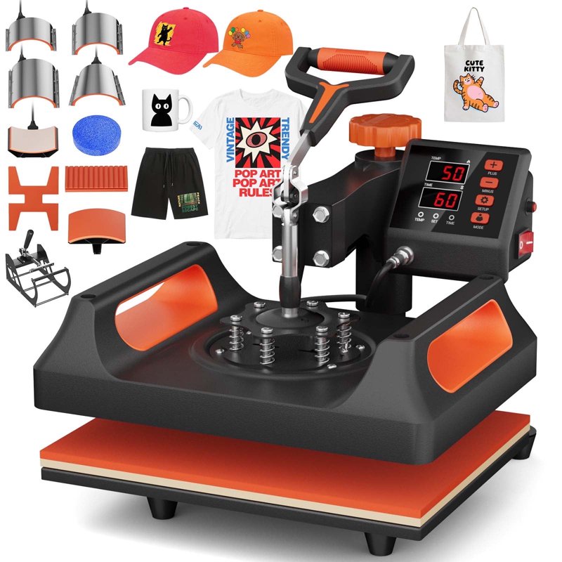 11-in-1 Heat Press Machine for T-Shirts Mugs Hats with Digital LCD