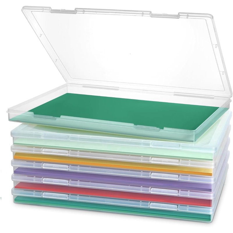6 Pack Clear Plastic Storage Boxes for Photos & Documents - Large Organizer Case with Latches