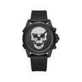 Men's Black Silicone Strap Watch 48mm with Skull Dial - Ed Hardy Style