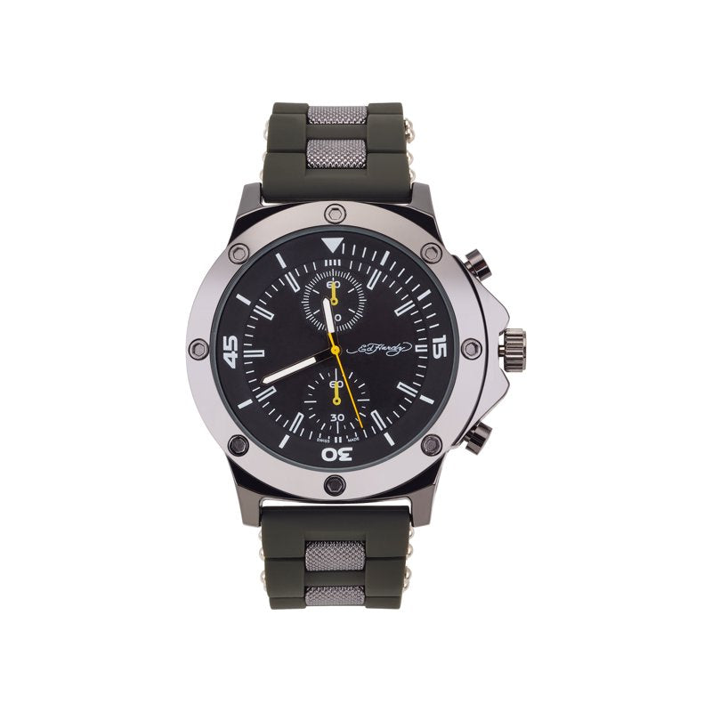 Men's Olive Silicone Strap Watch 52mm - Waterproof, Stylish Timepiece