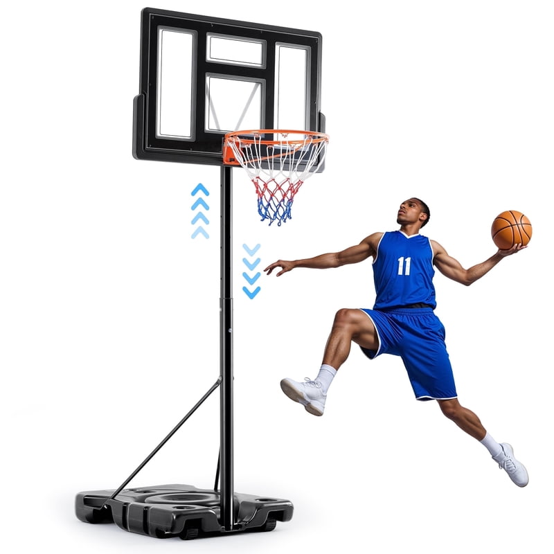 Adjustable Height Portable Outdoor Basketball Hoop System - 6.1 to 10 ft, Shatterproof