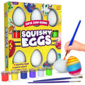 Kids Egg Painting Kit with 6 Squishies, Fabric Paint, Brushes - Easter Craft Set