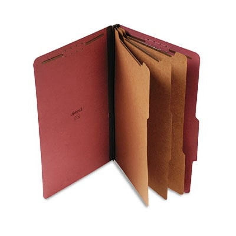 Legal Size 8-Section Pressboard File Folders with Dividers, Red, 10 Pack