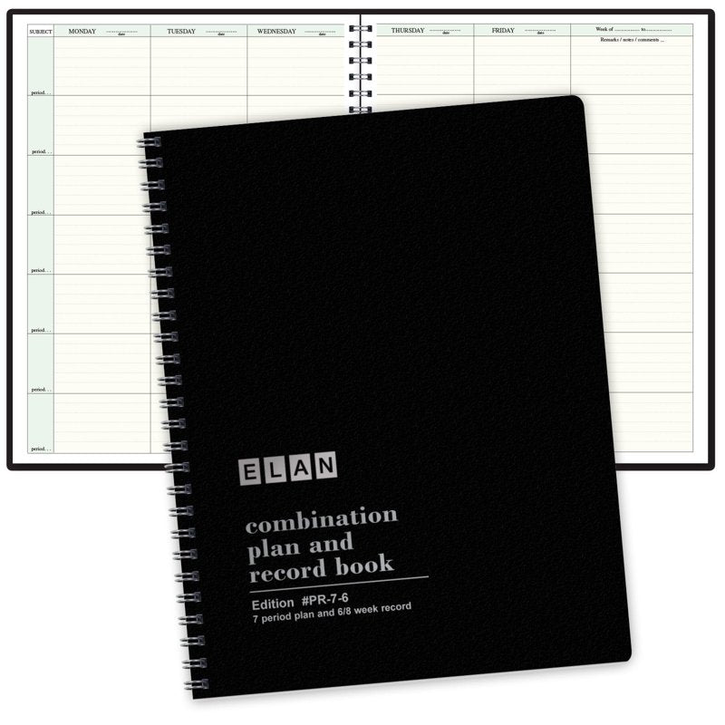 Teacher Lesson Planner Book 8.5x11 Inches - Black, Durable, Weekly & Daily Organizer