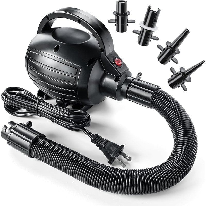 600W Portable Electric Air Pump for Inflatables - Quick-Fill Inflator & Deflator with Nozzles