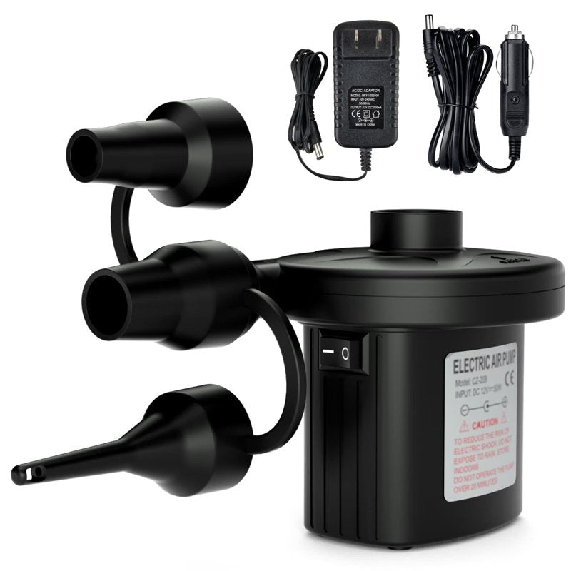 Portable Electric Air Pump for Inflatable Pools Airbeds & Rafts - Quick-Fill AC/DC Inflator & Deflator