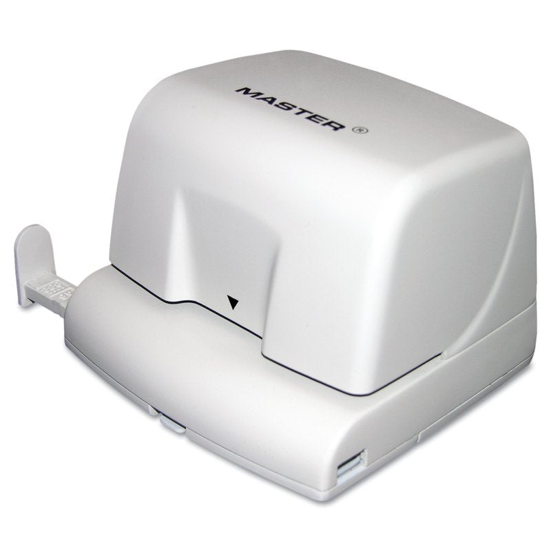 Electric Two-Hole Punch for Office - 10 Sheets Capacity, Adjustable Guide