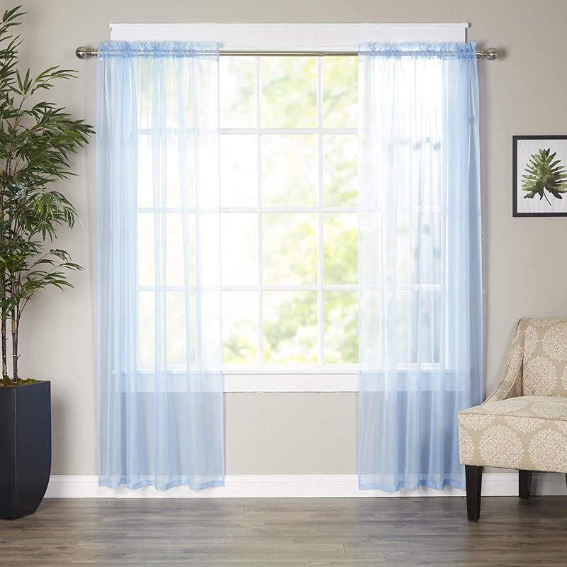 Luxury Sheer Curtain Panels with Rod Pocket - 60 x 84 Inches, Set of 2