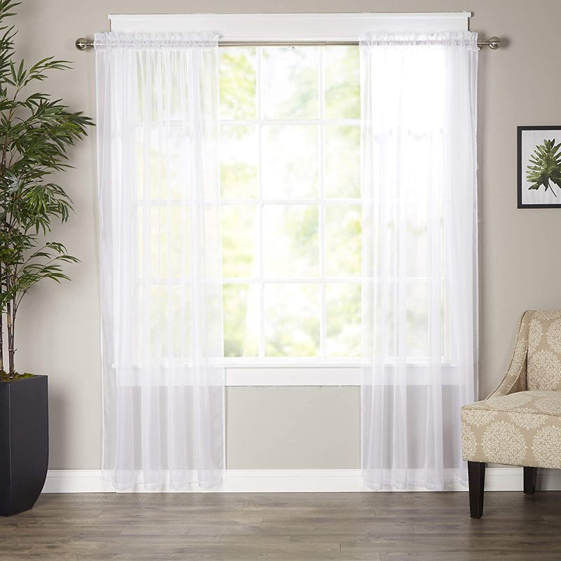 Elegant Comfort Sheer Curtain Panels - 60 x 84 Inches, Multiple Colors