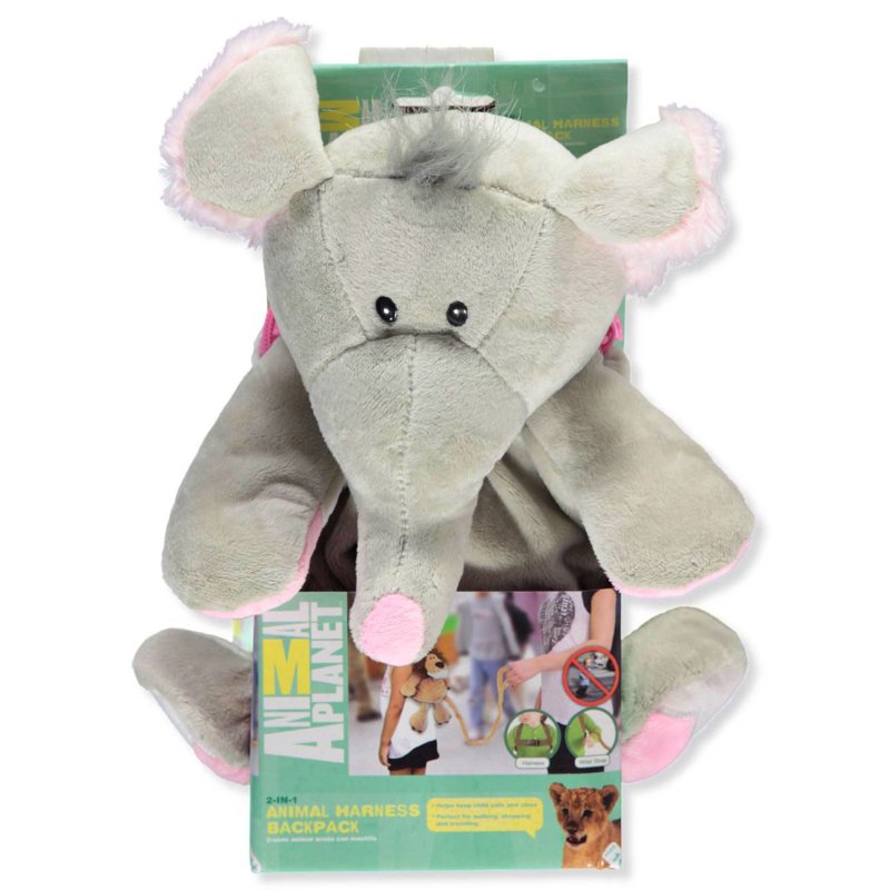 Elephant Child Safety Harness Backpack with Adjustable Straps & Wrist Leash
