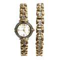 Gold Plated Women's Quartz Watch with Mother of Pearl Dial and Matching Bracelet Set