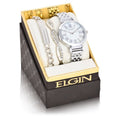 Elgin Women's Analog Watch Set with Mother of Pearl Dial and Silver Bracelet