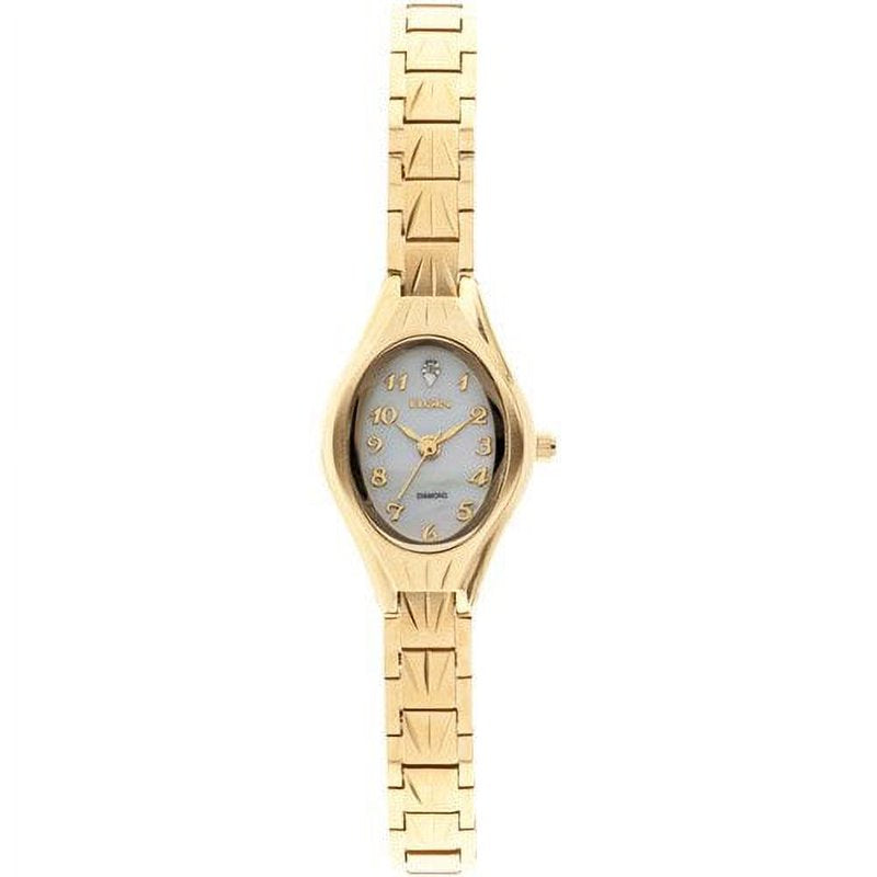 Elgin Women's Gold-Tone Oval Analog Quartz Watch with Stainless Steel Bracelet