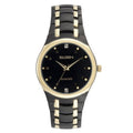 Men's Analog Watch with Black Dial and Gold Accents - Durable Dress Watch