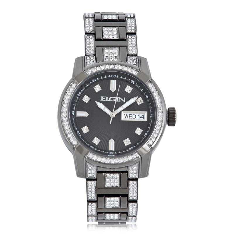 Men's Gunmetal Analog Wristwatch 52mm with Day/Date and Adjustable Bracelet