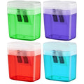 Multicolor Manual Pencil Sharpeners Set with Lid and Bin - 4 Pack