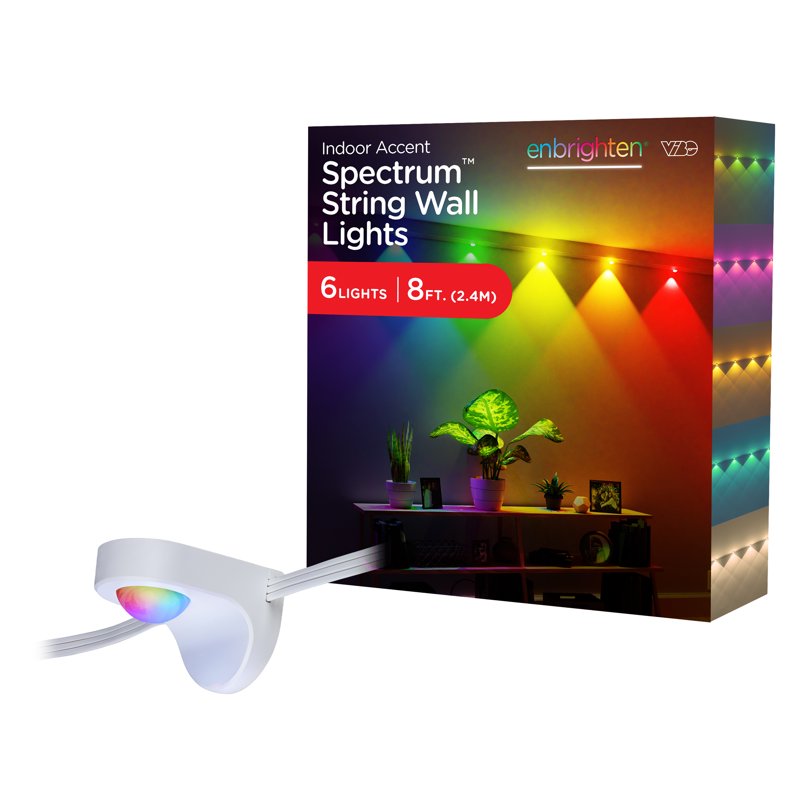 Indoor RGBWIC LED Wall Lights String with Remote - Color Changing 8ft