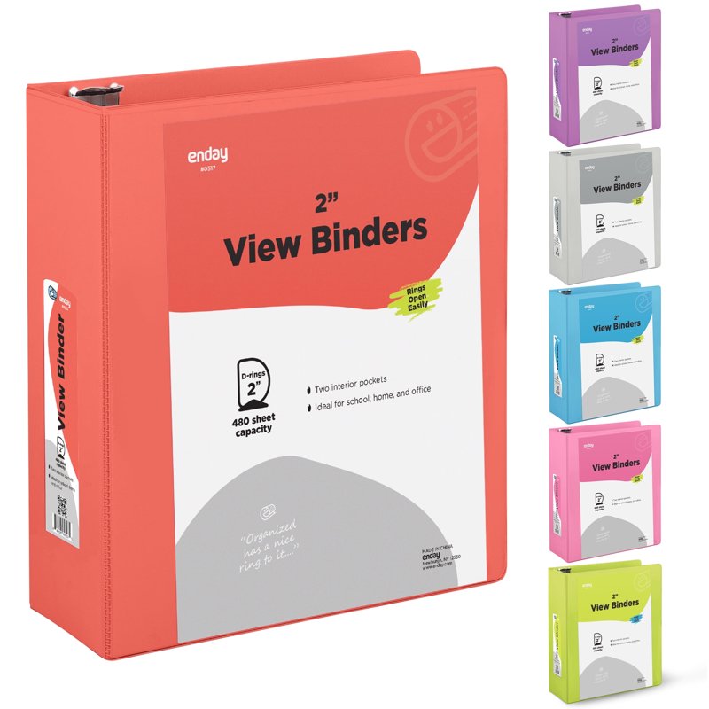 2 Inch Binder with 3 Rings and Pockets - Multi-Color Office & School Organization