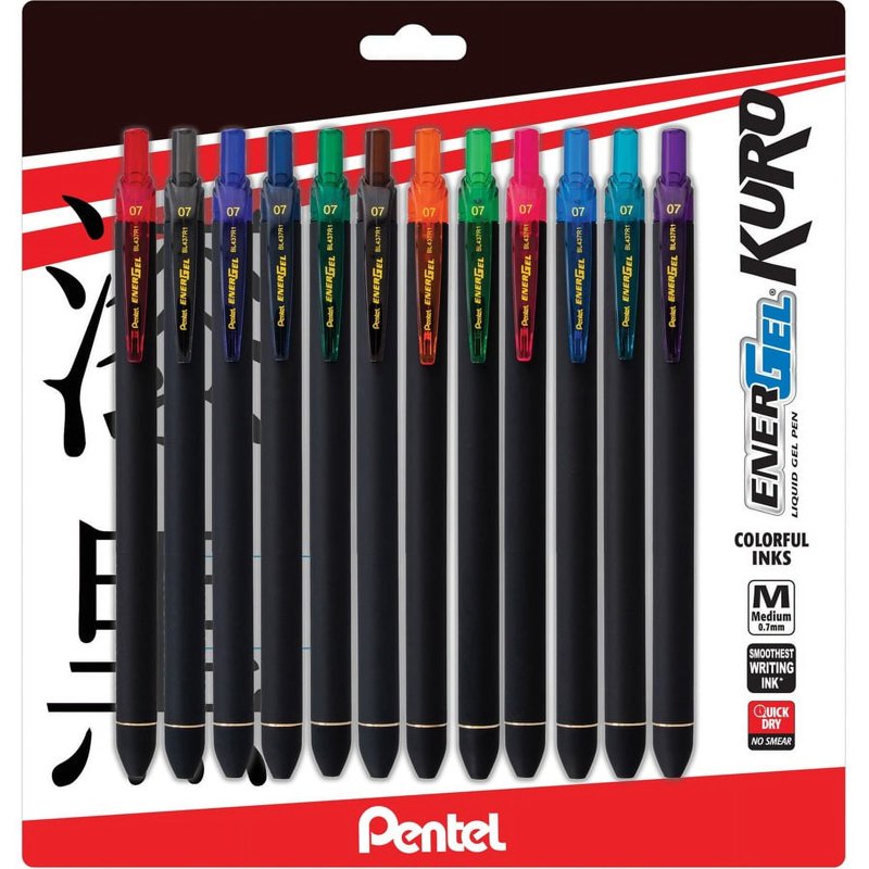 Assorted Liquid Gel Retractable Pens - 0.7mm Fine Point, Smooth Ink, Pack of 2