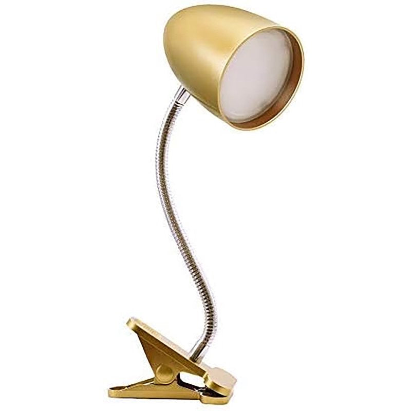 11-Inch LED Desk Lamp with 3.5W Cool White Light, Gold Finish, Clip-On