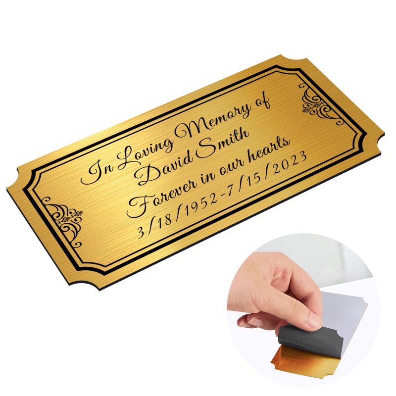 Personalized Memorial Name Plate - Engraved Metal Plaque for Doors & Walls
