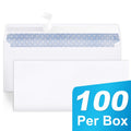 100 White #10 Mailing Envelopes with Self-Seal Privacy Tint - Business Use