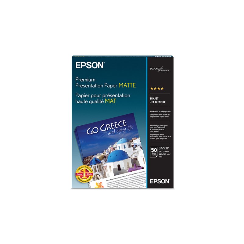 Epson Premium Matte Presentation Paper 8.5x11 Inches, 50 Sheets