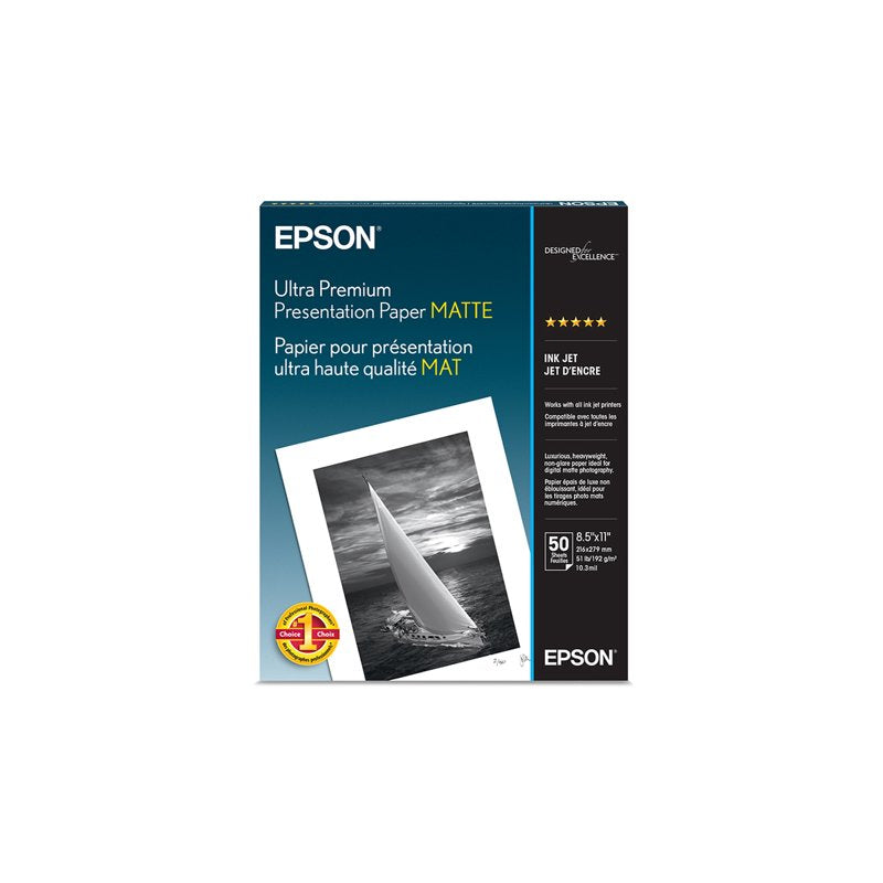 Epson Ultra Premium Presentation Paper Matte, 10.3 mil, 8.5" x 11", Bright White