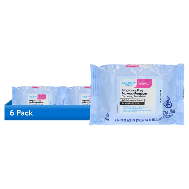 Fragrance-Free Makeup Remover Cleansing Towelettes - 6 Pack